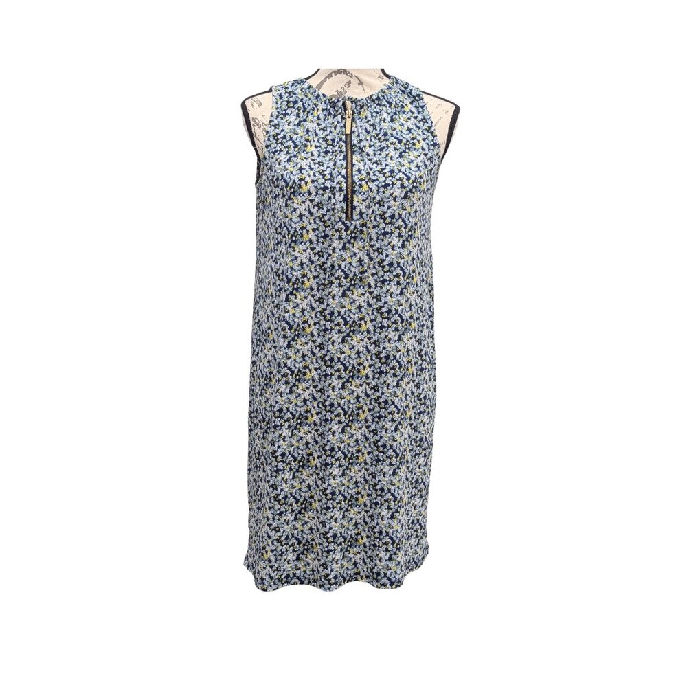 Michael Kors Floral Sleeveless Front Zip Shift Dress Navy Blue Women’s S - Picture 2 of 7